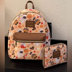Loungefly Disney Pixar Wall-E Fall Icons Mini Backpack with matching wallet